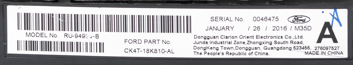 350 Transit 2016-2019 250 Radio 150 Control Restored (Refurbished) Panel CK4T-18K810-AK Climate