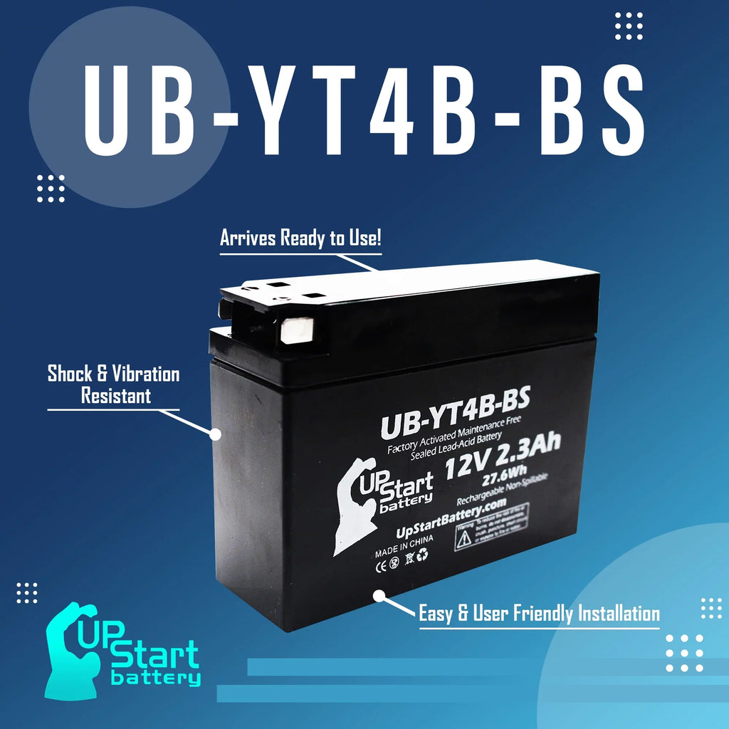 Replacement Activated, Maintenance Yamaha 2.3Ah, UB-YT4B-BS Battery Free, for 2005 SR400 Motorcycle Battery Factory 12V, - 400CC 5-Pack UpStart