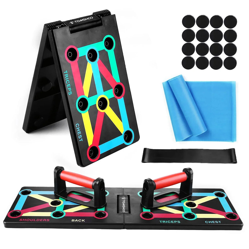 Portable Exercise All and Chest, for Levels Strengthen Fitness Push-Board, Shoulders, Suitable Equipment, and Foldable Arms, Space-Saving TOMSHOO