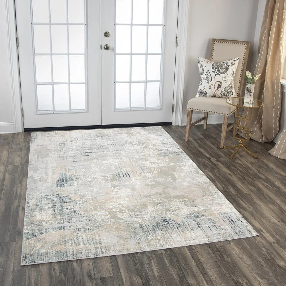 Rug / Gray Gray Glamour /Ivory Ivory 7'10"x9'10" Area Alora / Power-Loomed Decor