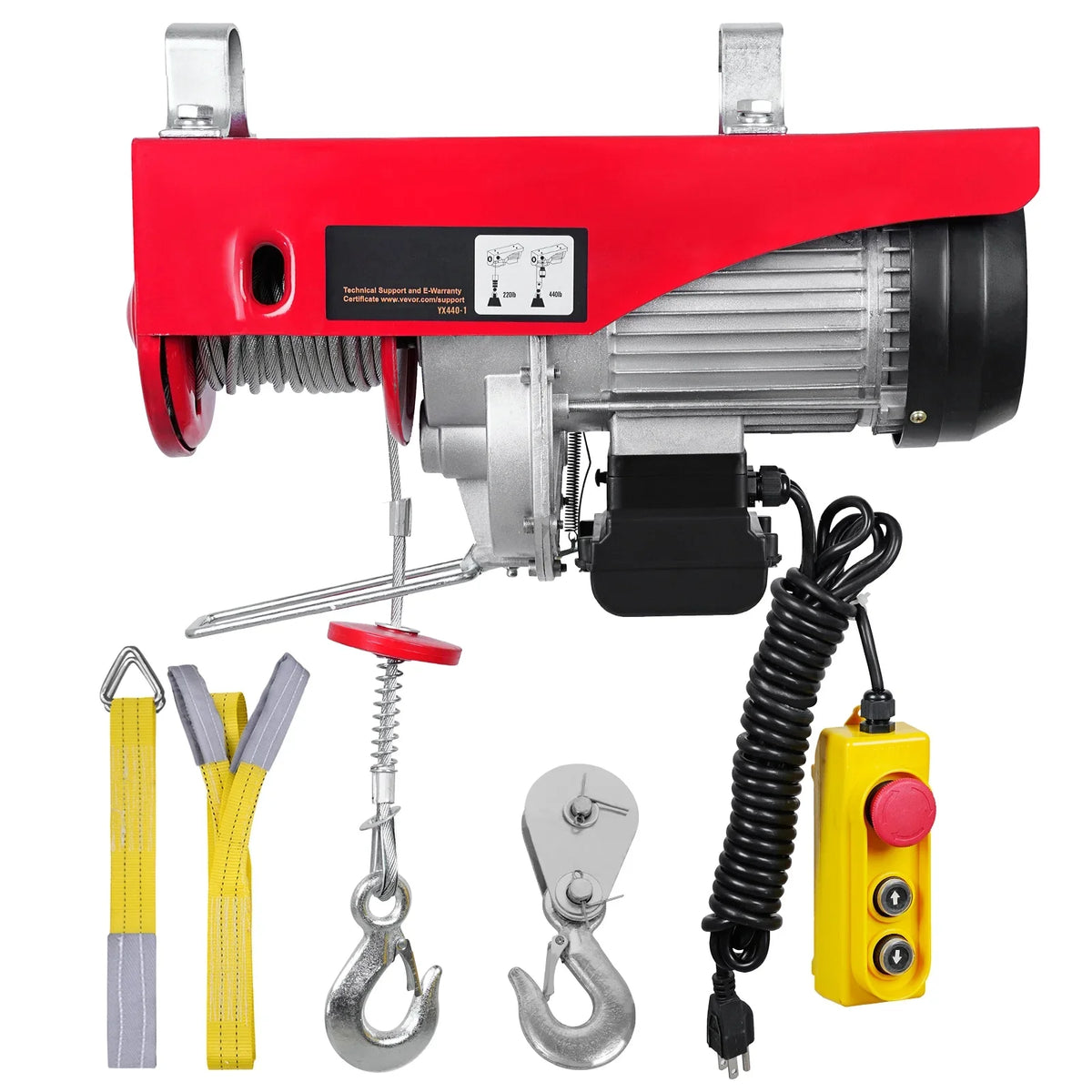 Remote SKYSHALO Electric 480W Hoist Winch 440lbs 110V with Wired Control Crane