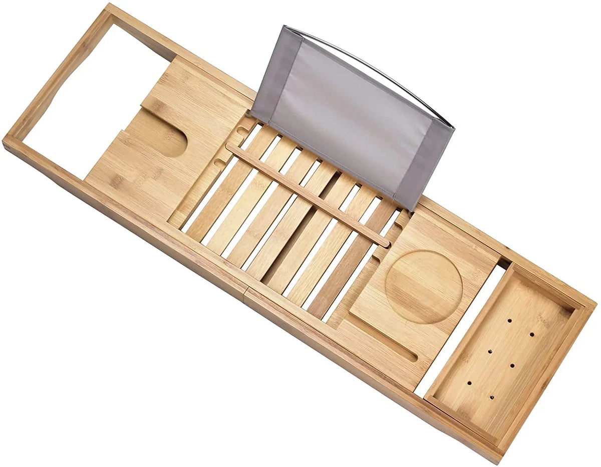 Luxury Tray Wine Tray Bath Tablet Tray，Bamboo be & Caddy Caddy Book Bathtub Placed Ho - Smartphone Expandable，Can and Bathtub Wood
