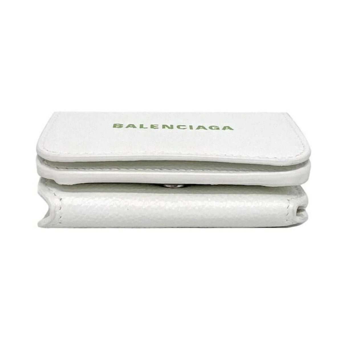 Leather Wallet 593813 Trifold Balenciaga Logo Mini Everyday White