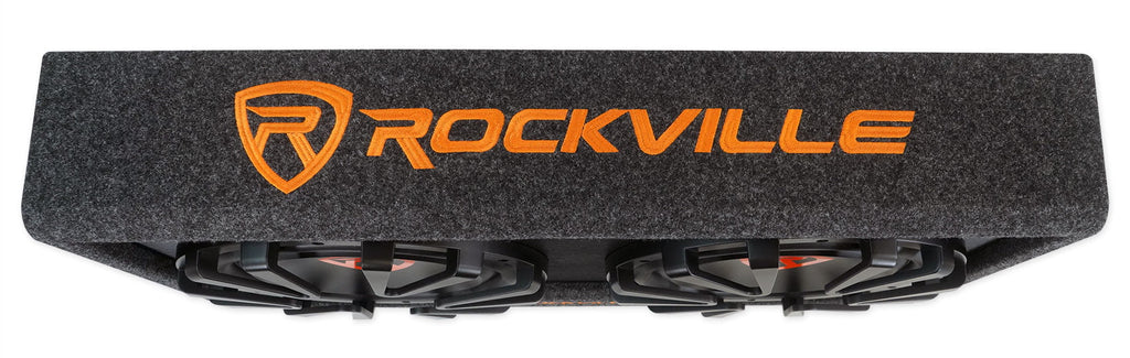 Dual Enclosure+Amp Powered inches Kit Subwoofer RG212CA Vented Rockville 2000w Car 12
