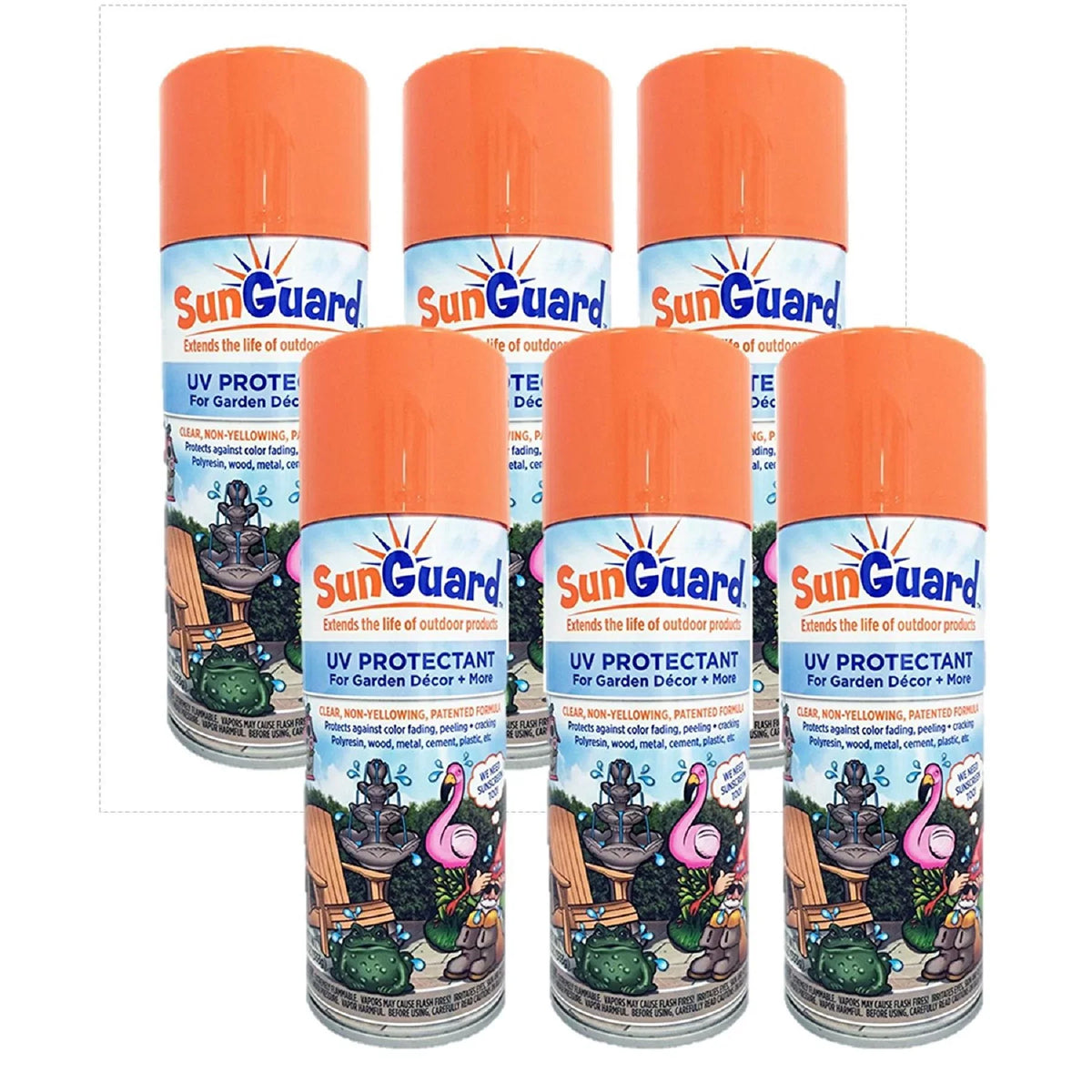 and & exterior Cracking Protectant SUNGUARD Peeling Fading Decor, for Spray More Prevents Furniture UV (6-Pack)