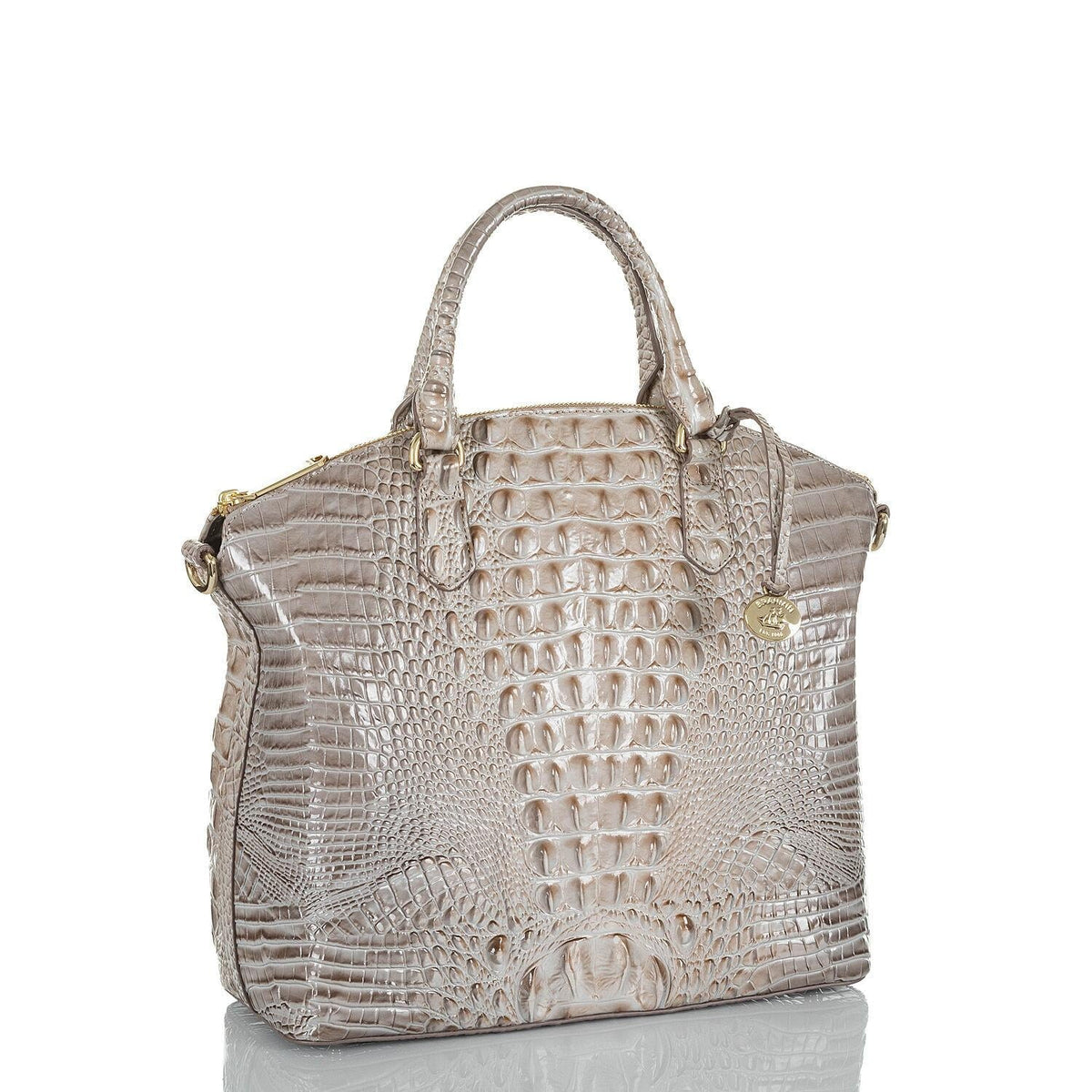 Duxbury Cane Sugar Large Satchel Silver/Metallic Brahmin