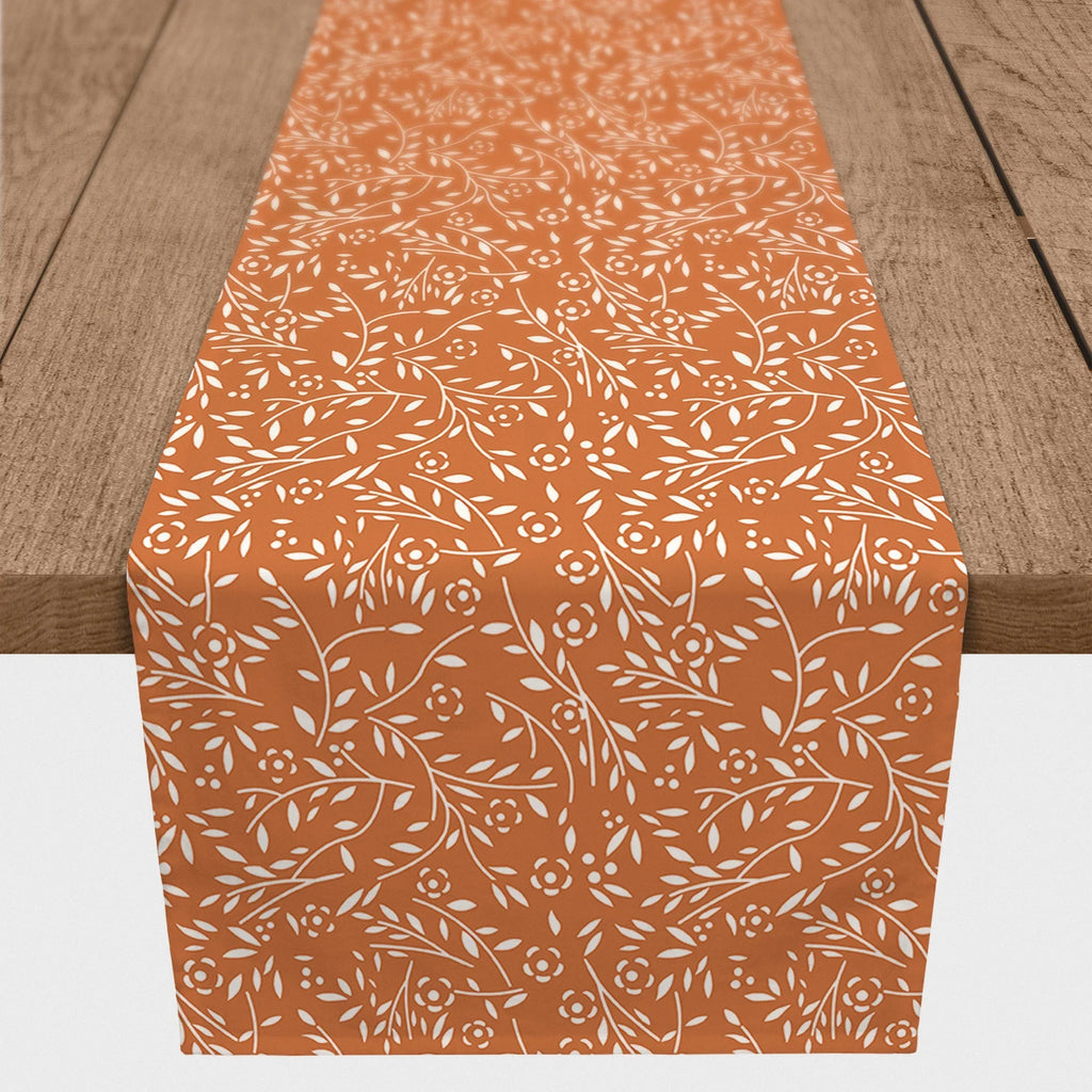 16x72 Twill Floral Runner Table Delicate Poly Products Orange Creative Pattern