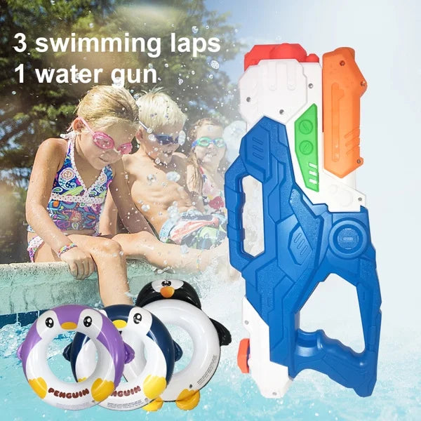 Ring Kids Print Penguin + 1 liquid Gun 3 Capacity Yejaeka Swim Large