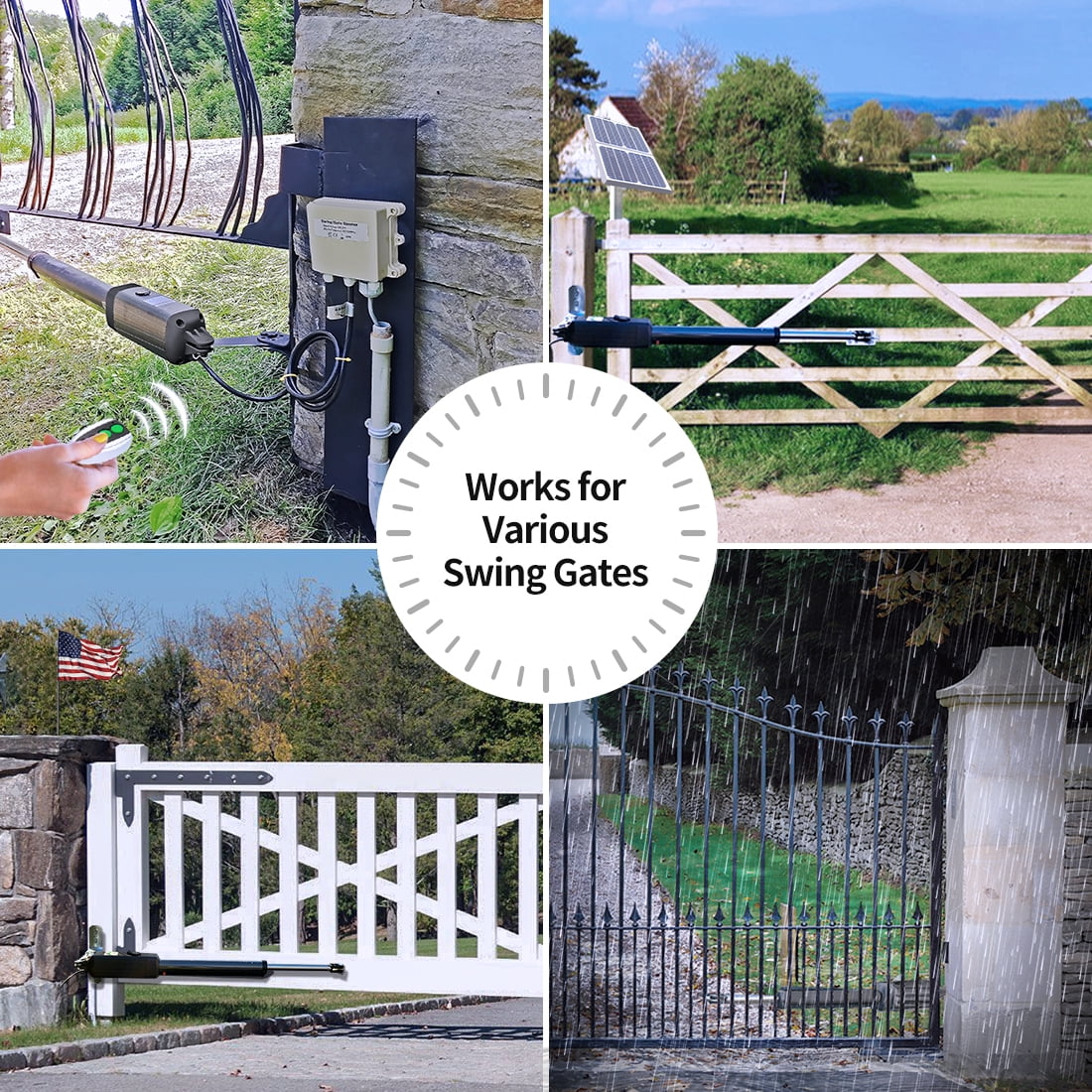 Operator Swing Compatible Remote Up TOPENS Gate Gate Opener Gate to Motor Automatic for Kit Single 16ft, Duty Battery Control with Solar Swing Single A5S Powered Medium Gates