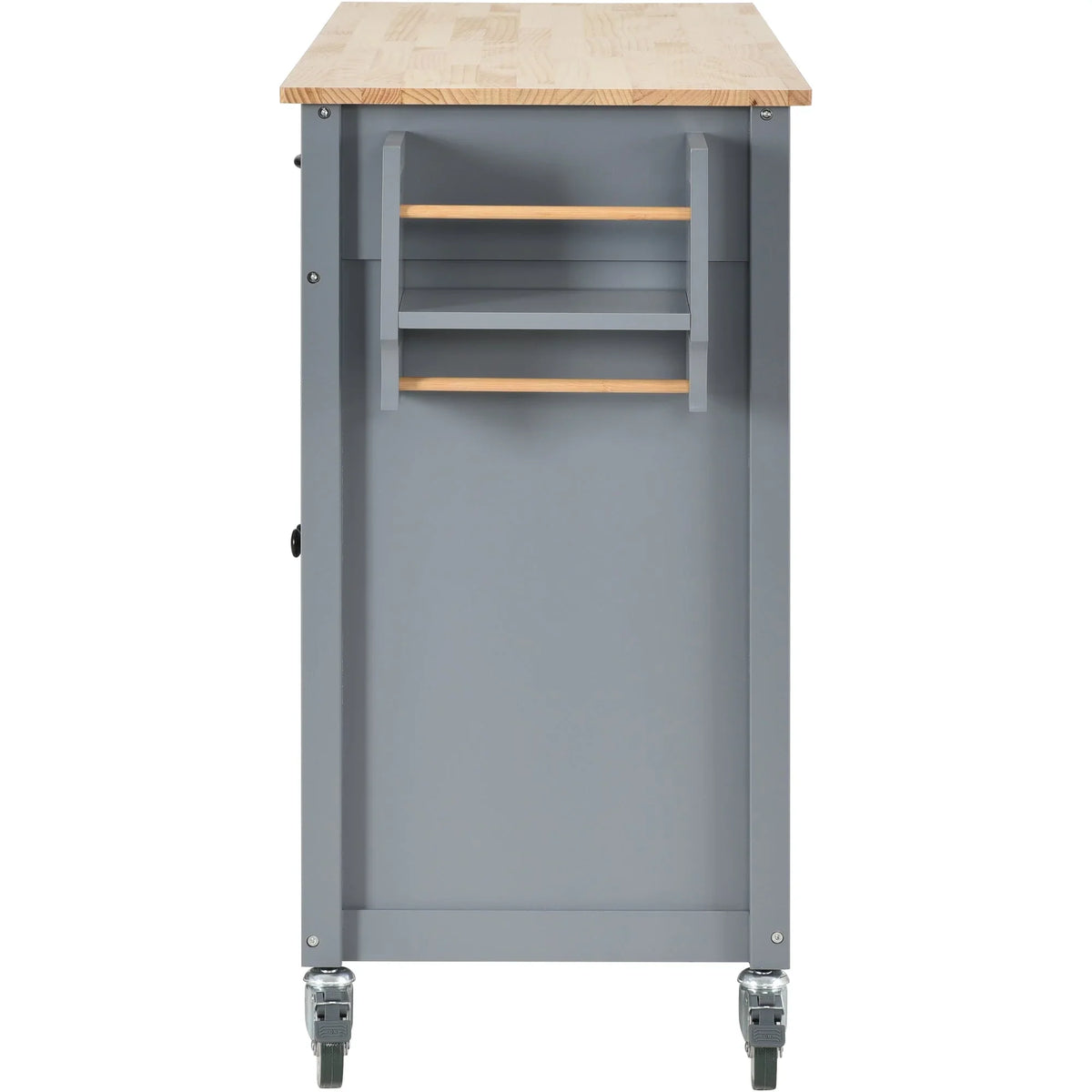 Locking - Wood with and Grey Wheels Top Kitchen Solid Blue Cart Island Granite