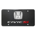 100% 3D Chrome Si Dual Civic Fiber Honda Carbon Logo License Plate Real