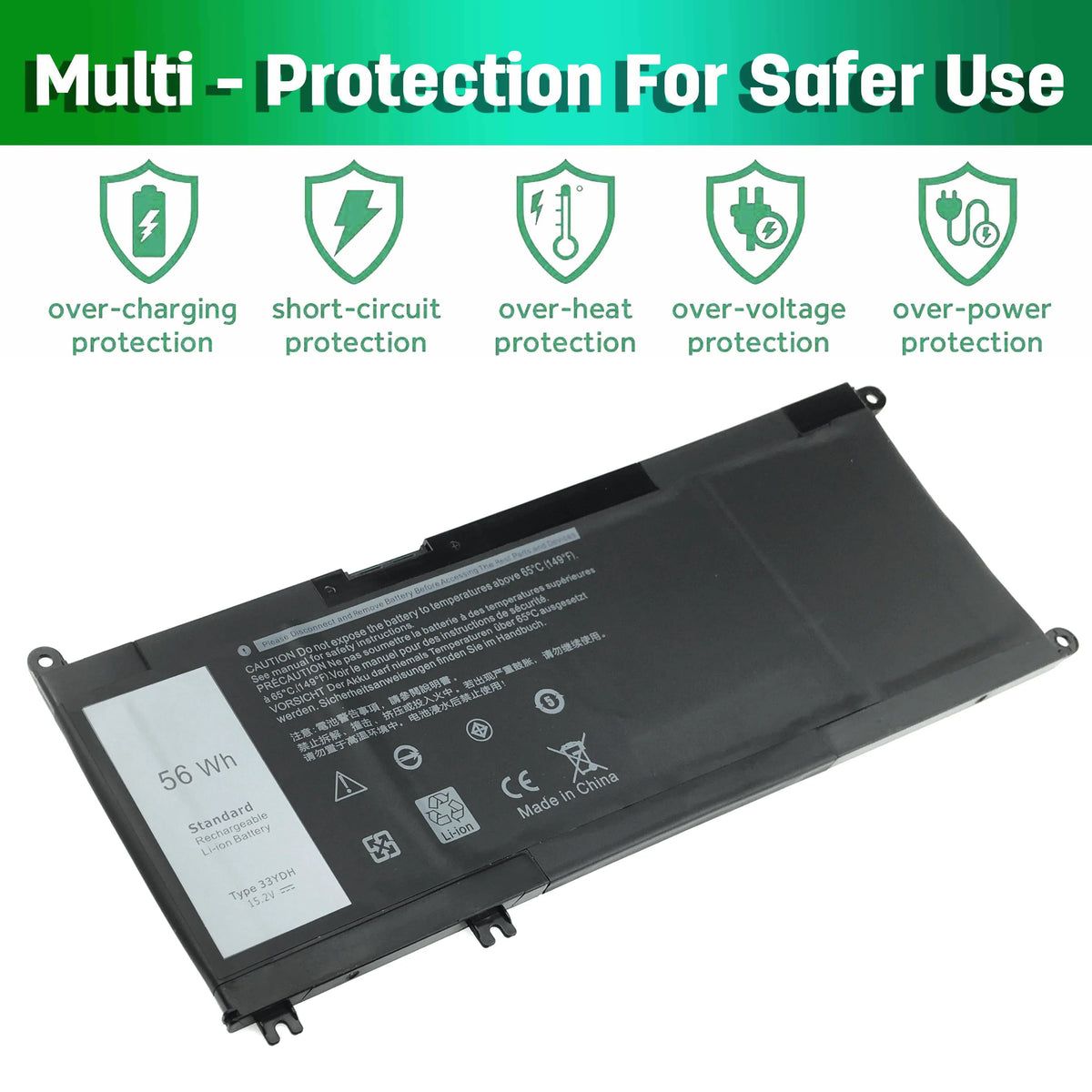 7773 J9NH2 17 Laptop 7778 56WH INSPIRON 7577 Battery 33YDH For