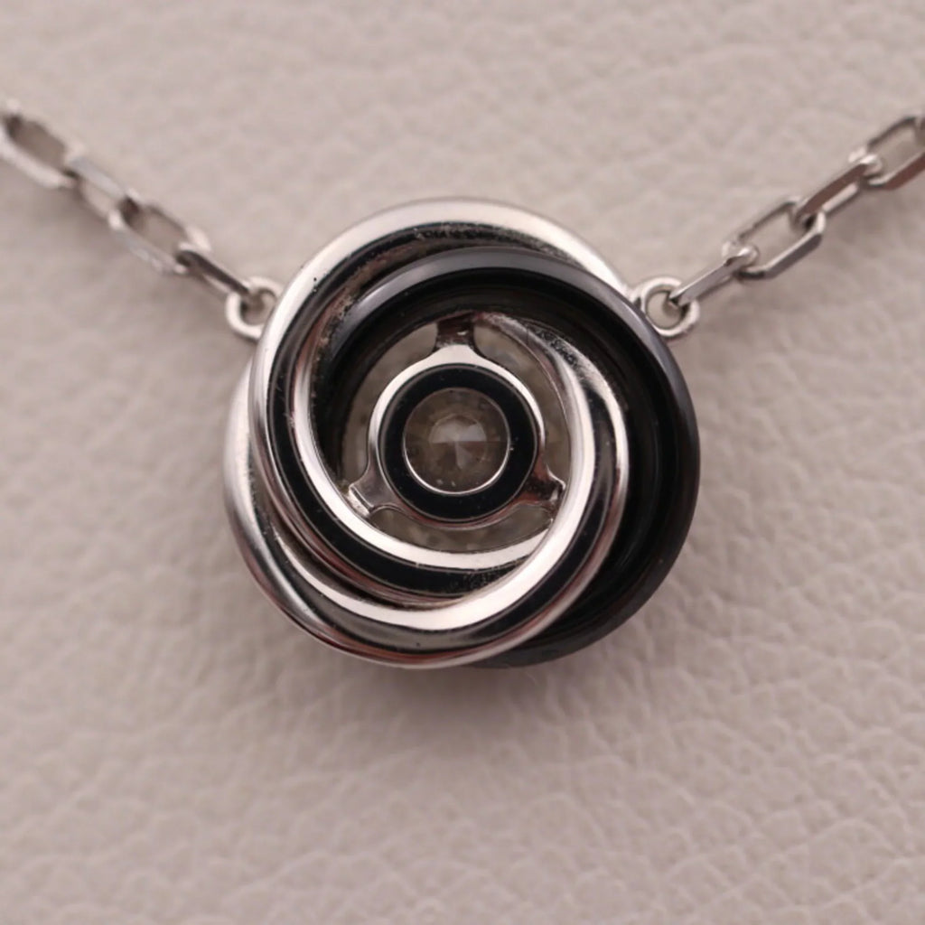 pendant CRB7224532 black 750 white gold necklace ceramic Pre-Owned (Good) CARTIER Trinity K18WG diamond Cartier