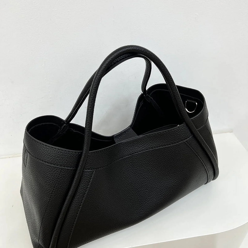 Large Leather for Shoulder Tote Leather Nvzi Vegan Bags,Genuine Capacity Work Women,Slouchy Oversized Bag（Black） Bag Tote