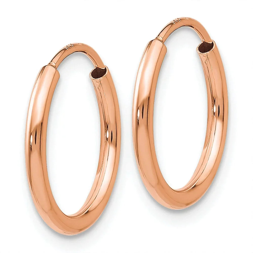 Real Adults Endless for Polished Earrings; and Women Tube for and Teens; Gold Hoop Men 14kt Rose