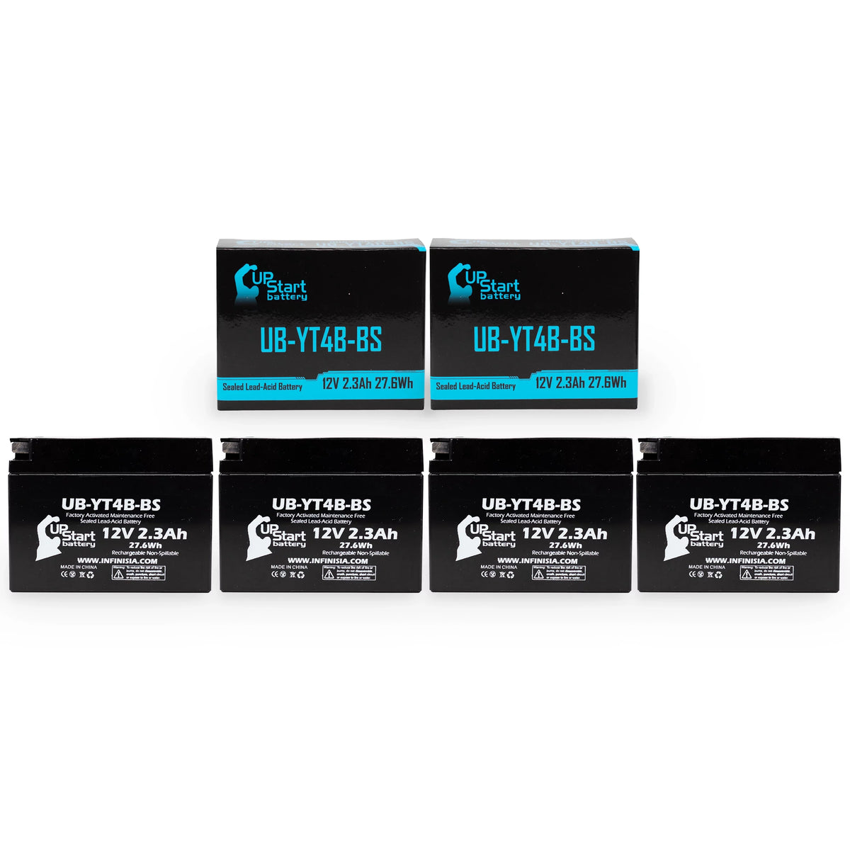 (FI) Factory 12V, Replacement 4-Pack 2.3Ah, Activated, Battery UB-YT4B-BS for 400CC Yamaha - 2012 Maintenance Motorcycle SR400 Battery Free, UpStart