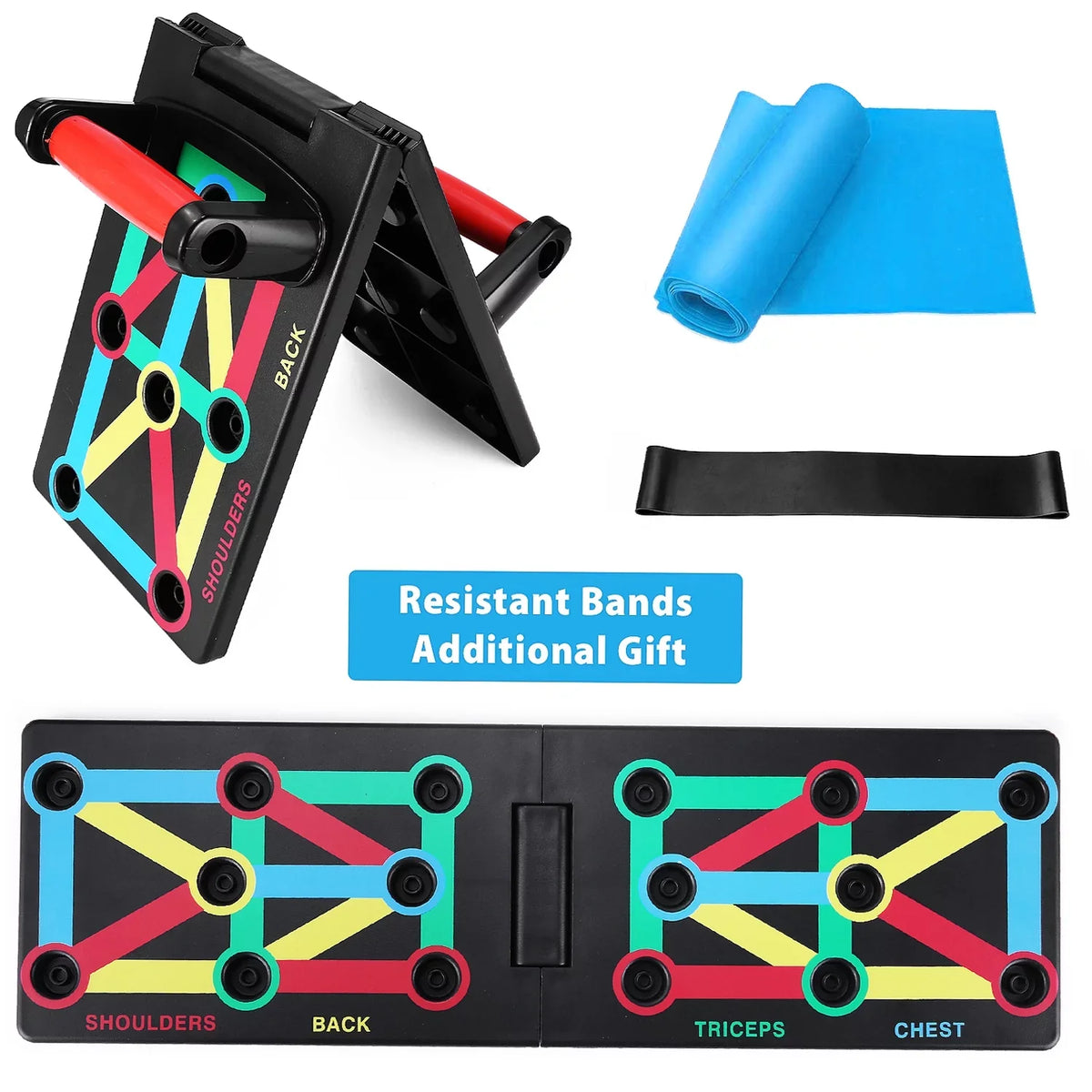 Portable Exercise All and Chest, for Levels Strengthen Fitness Push-Board, Shoulders, Suitable Equipment, and Foldable Arms, Space-Saving TOMSHOO