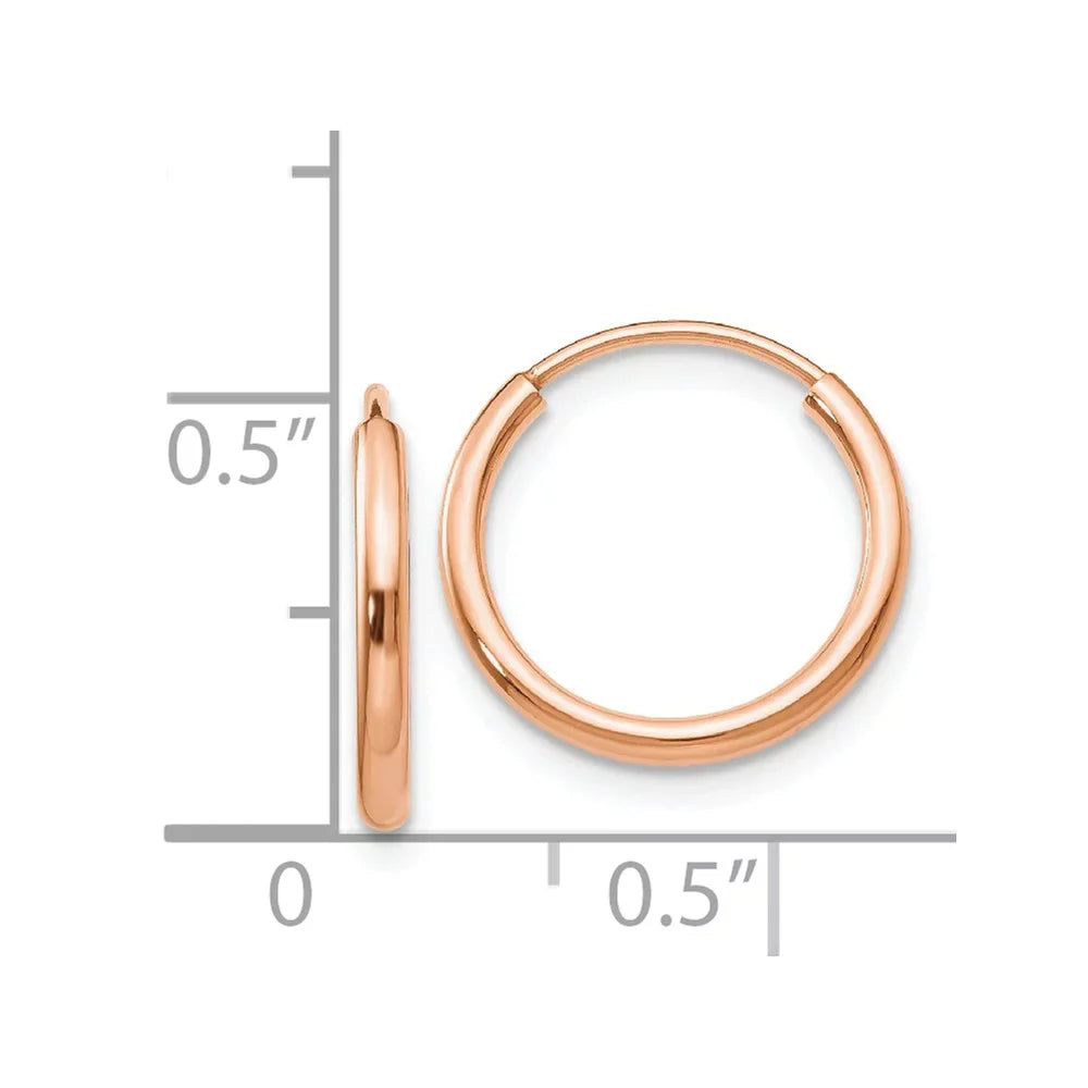 Real Adults Endless for Polished Earrings; and Women Tube for and Teens; Gold Hoop Men 14kt Rose