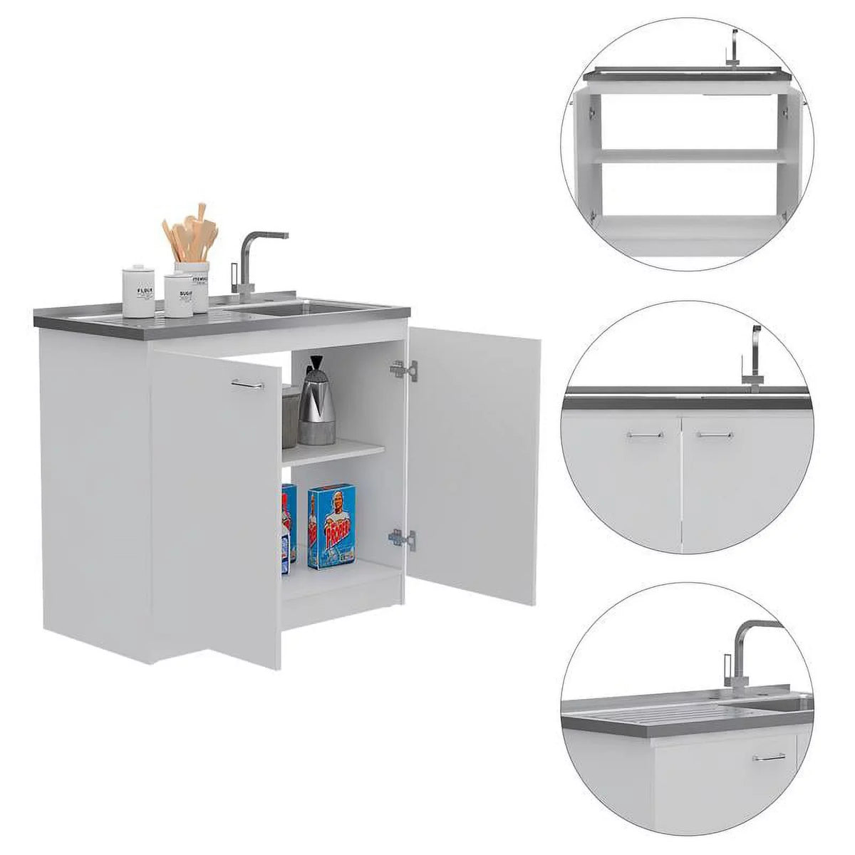 Square Home Island Utility with Wood and Set Kitchen 2-Piece Sink