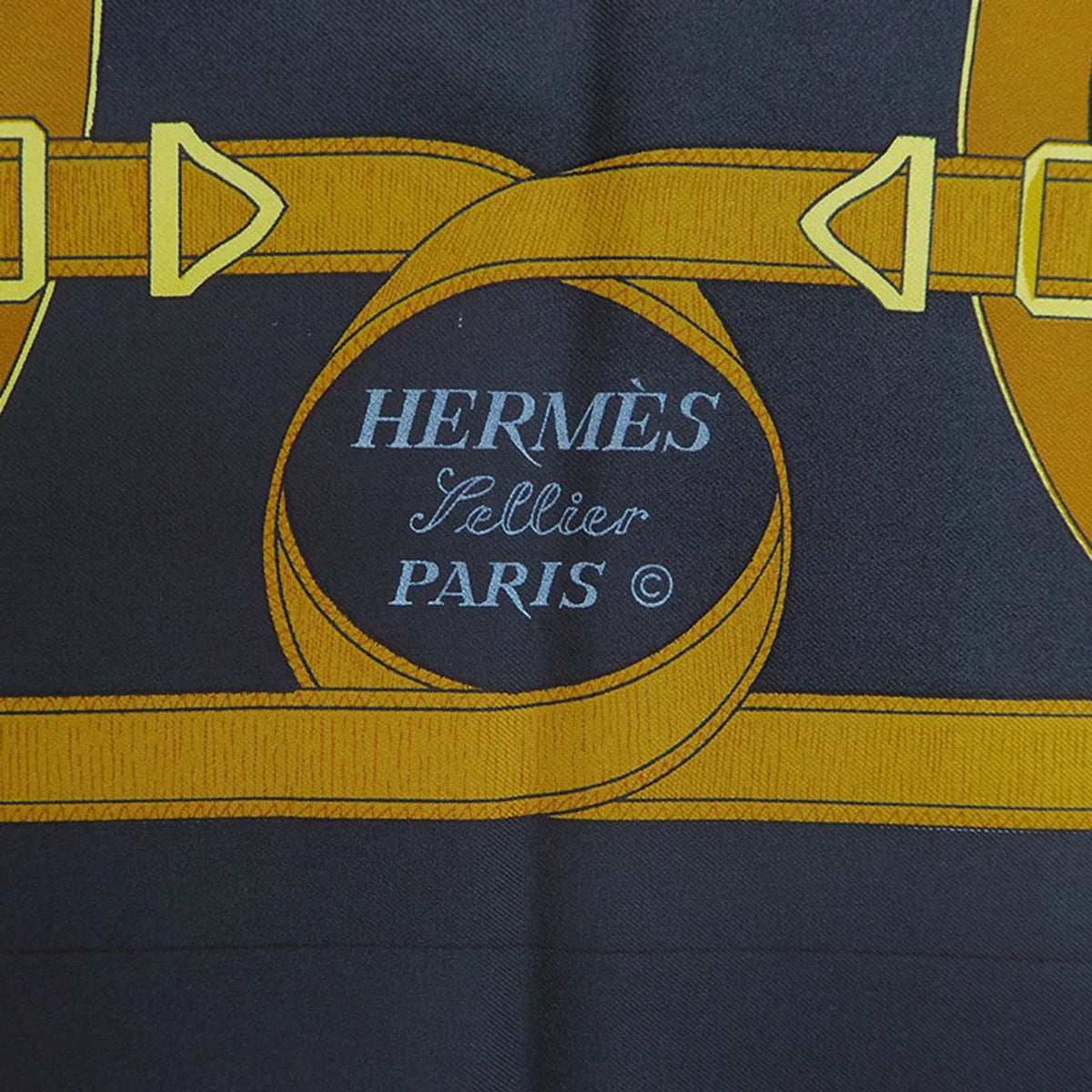 Eperon 90 Muffler x Carre Yellow H.d'ORiGNY Hermes Black Pellier (Good) Scarf Pre-Owned Spur Golden HERMES d'or