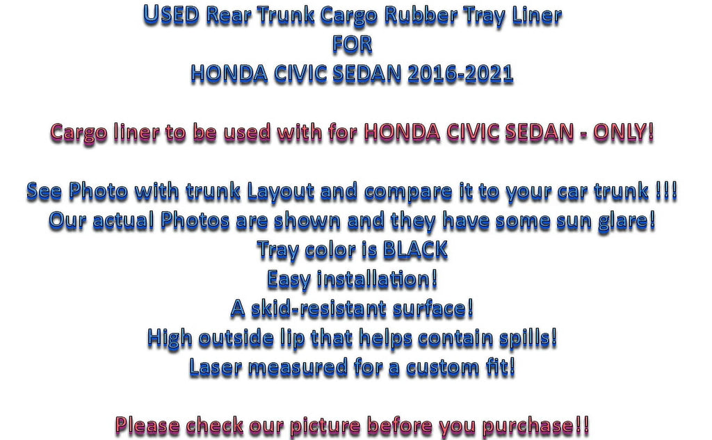 Non-Slip – Trunk – Raised Cargo Car Pre-Cut for Liner Mat Civic Trunk climate-Resistant Design 2016-2021 Lip Mat EACCESSORIES Laser – Install for Easy Trunk Sedan Rubber to – Honda Cars – with EA Mats