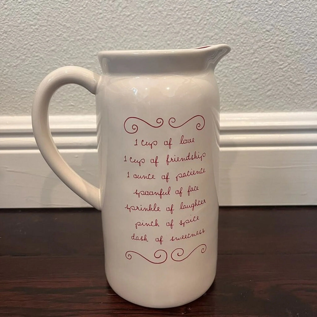 Ivory for Reverse Red Rae love has Dunn Valentine's H Letters LOVE 9" Double-sided LL Ceramic recipe POTION side Pitcher Day with