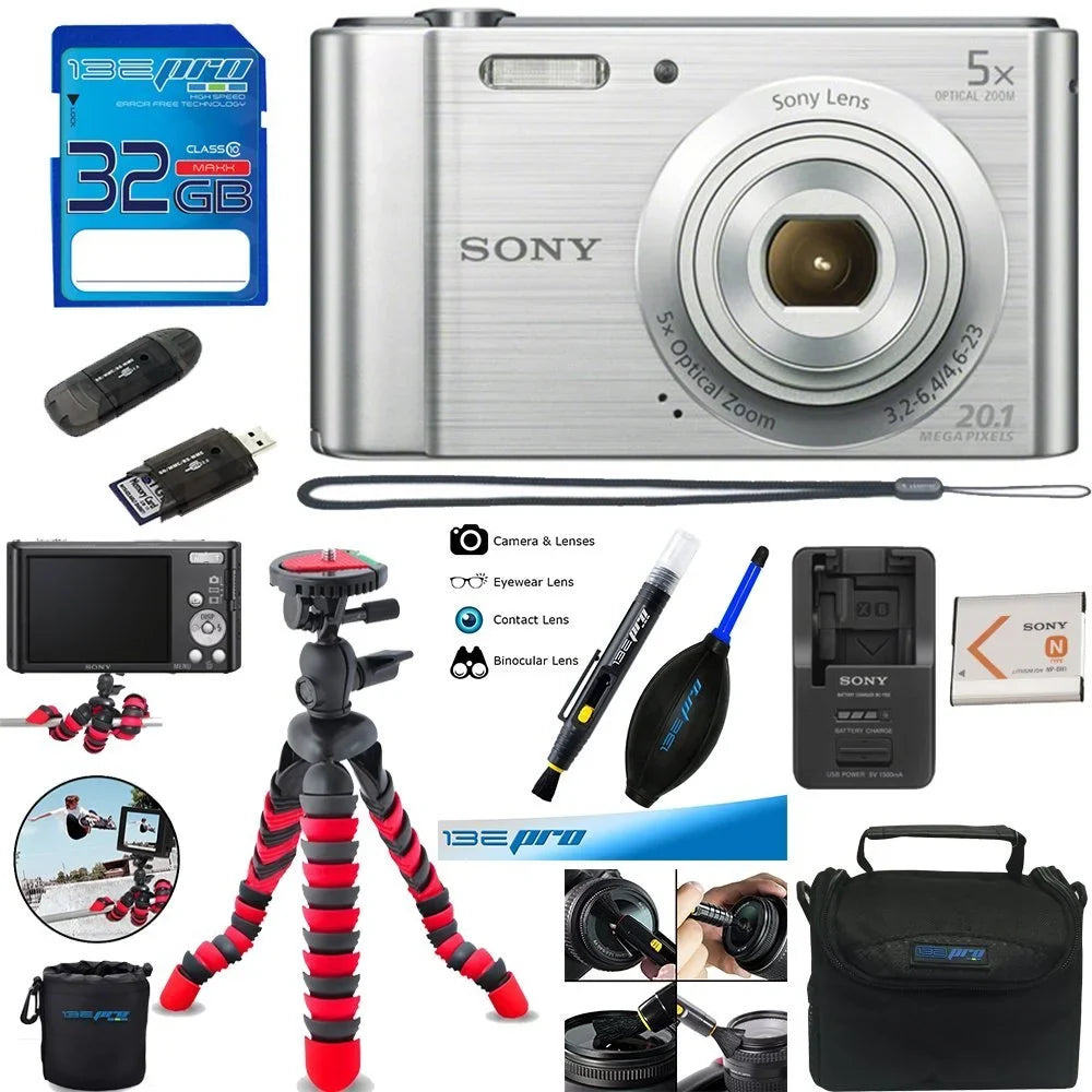Bundle Camera + Accessories (Silver) Cyber-shot Digital DSC-W800 Deal-Expo