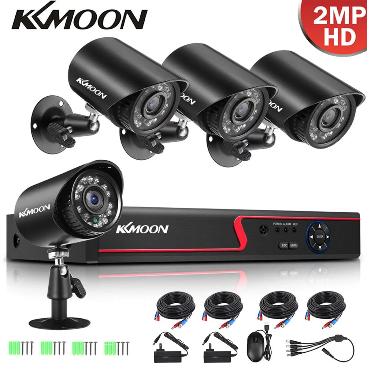 Phone Digital Remote 4CH HD Video Monitoring System CCTV Recorder, with Full 1080P DVR KKmoon