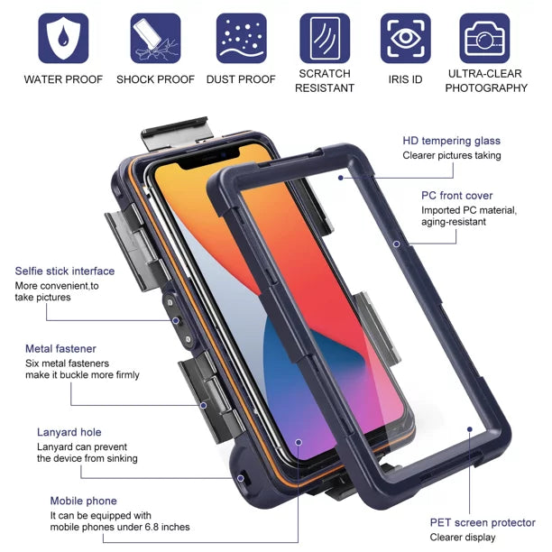 Waterproof Professional Up 6.9 for Case And to UrbanX Underwater Photo LCD Snorkeling J2 all Lanyard Protective Surfing BLU Video Swimming Phones Inch Diving Housing [15m/50ft] with