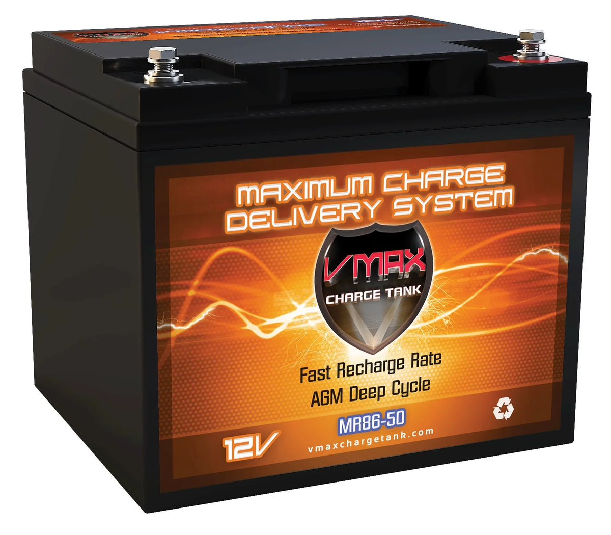 for 12V 18-50LB Vmaxtanks Motors Thrust Upgrade Battery 50AH AGM Trolling MR86-50