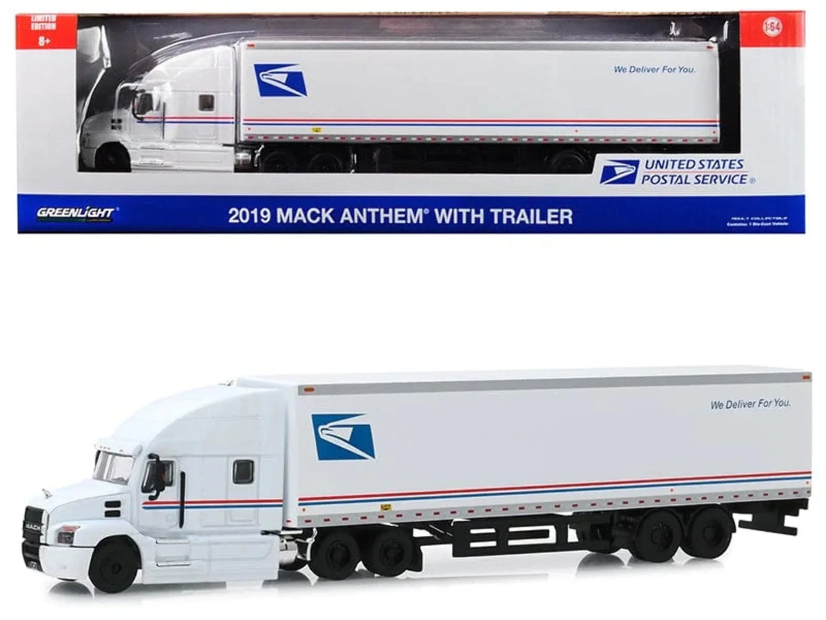 Diecast for 0.16 USPS United 2019 Anthem Wheeler Tractor-Trailer Service 30090 Deliver 18 States Mack Model Postal We 0.4 You Greenlight
