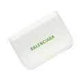 Leather Wallet 593813 Trifold Balenciaga Logo Mini Everyday White