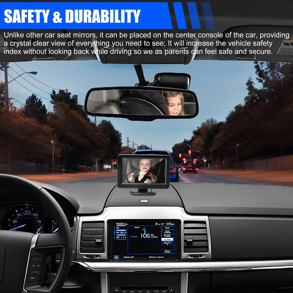 Screen, Move, Car 12V 120° with Camera, the Vision, View, Clear Safety Back Mirror 4.3-inch Night Mirror Car Seat EEEkit Black Camera Wide Baby's Observe Seat Car HD Facing Rear Baby Every Crystal