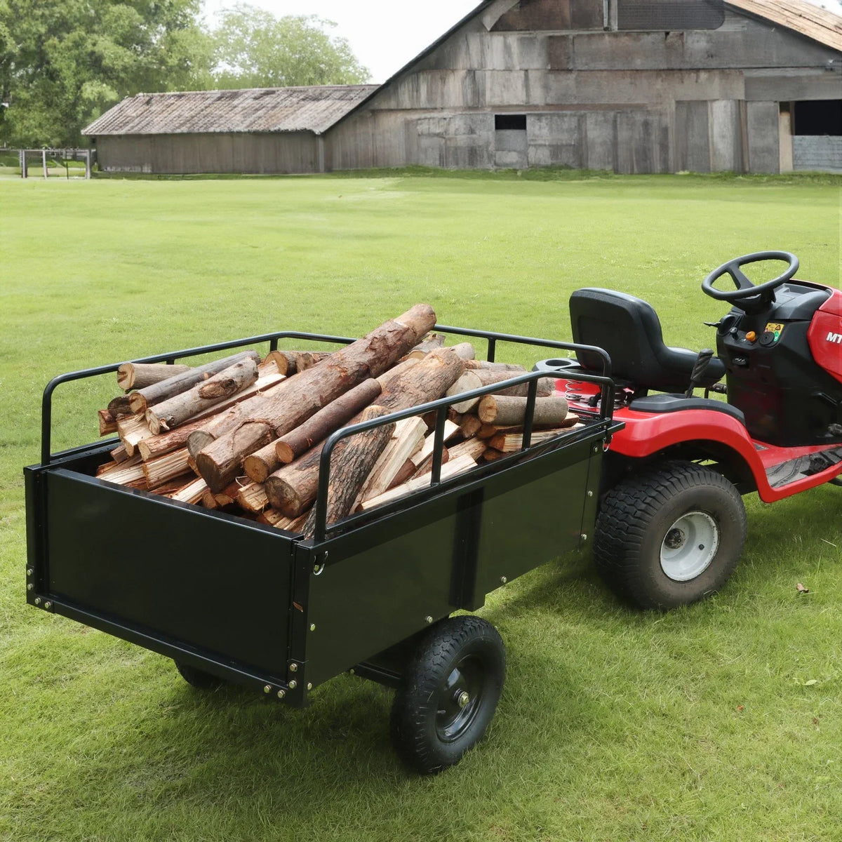 750lb 15 for with ATV Utility Mower Capacity, Cart Feet VEVOR Duty Riding Heavy Lawn Trailer Cubic Dump Trailer, Tractor Garden Steel