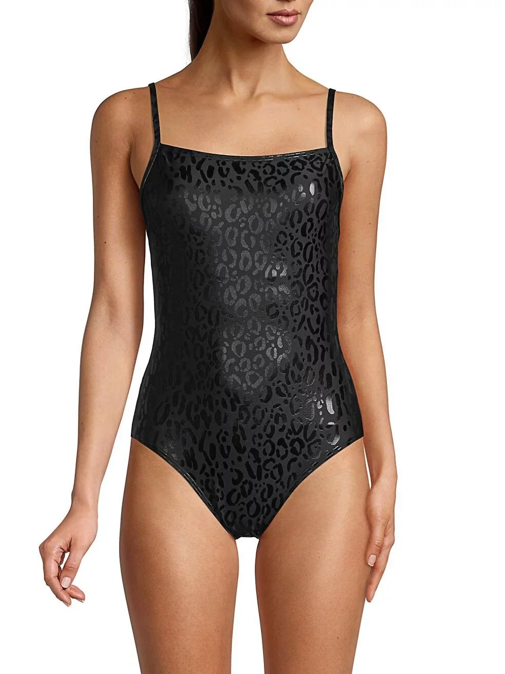 Swimsuit, Leopard-Print One-Piece BLACK DKNY Small US