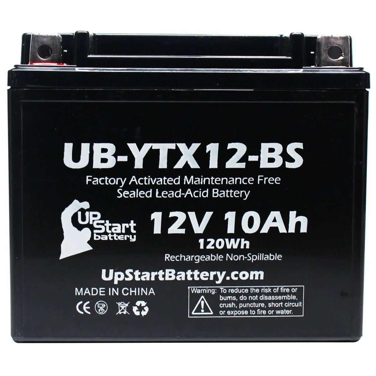 10Ah, Replacement Activated, Suzuki 3-Pack Battery 12V, Maintenance UpStart CC - 2001 1000 Motorcycle for Free, UB-YTX12-BS Battery Factory GSX-R1000