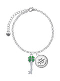 Lucky Jewelry Green Delight Translucent Charm Clover Dome Teacher Bracelet Ever Best Leaf Silvertone Four Key