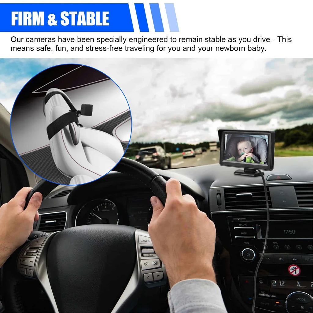 Screen, Move, Car 12V 120° with Camera, the Vision, View, Clear Safety Back Mirror 4.3-inch Night Mirror Car Seat EEEkit Black Camera Wide Baby's Observe Seat Car HD Facing Rear Baby Every Crystal