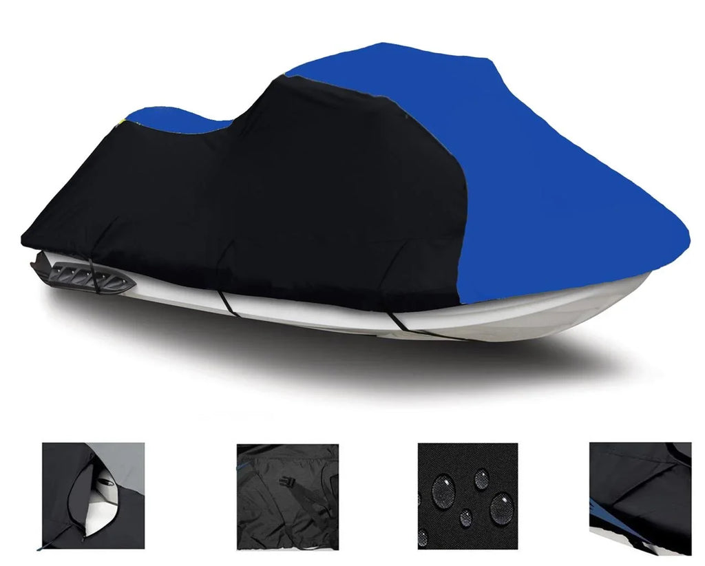 1-2 Compatible Ski Kawasaki 1996 JH750 LINE SS Jet Cover BLUE Ski PWC SS 1994 / 1997 TOP BLACK / 1995 1993 HEAVY-DUTY, Jet 750 for THE OF Cover Seater 1992