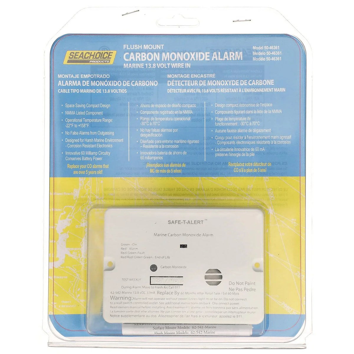 Mount 46361 Series Flush Carbon Seachoice Detector Monoxide 62 White