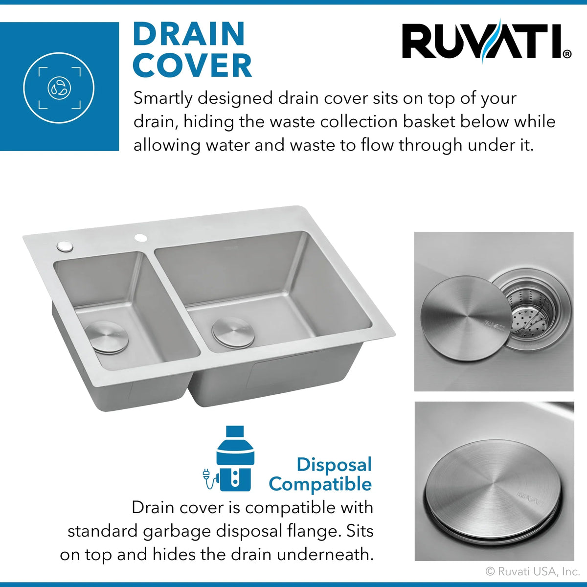 RVM5176 16 Topmount inch x Sink Gauge Ruvati Drop-in Kitchen 33 22