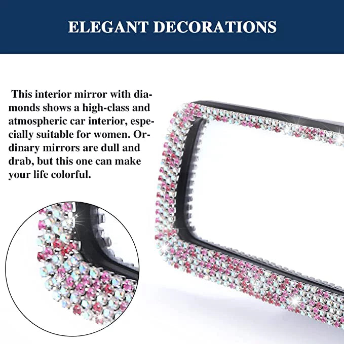 Bling and Car Car Interior View for Decorations Car HD Bling Rear Women Bling Rearview Mirror Accessories Glass, Mirror, Tee with
