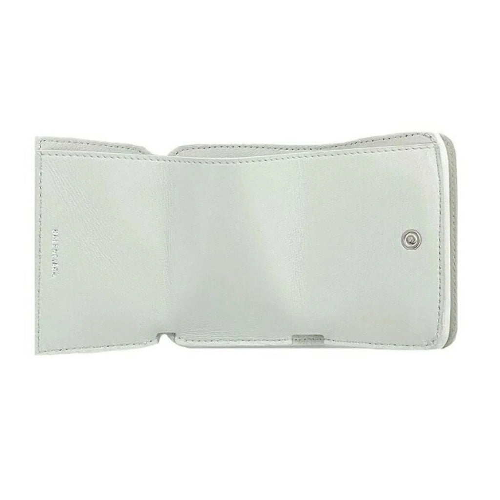 Leather Wallet 593813 Trifold Balenciaga Logo Mini Everyday White