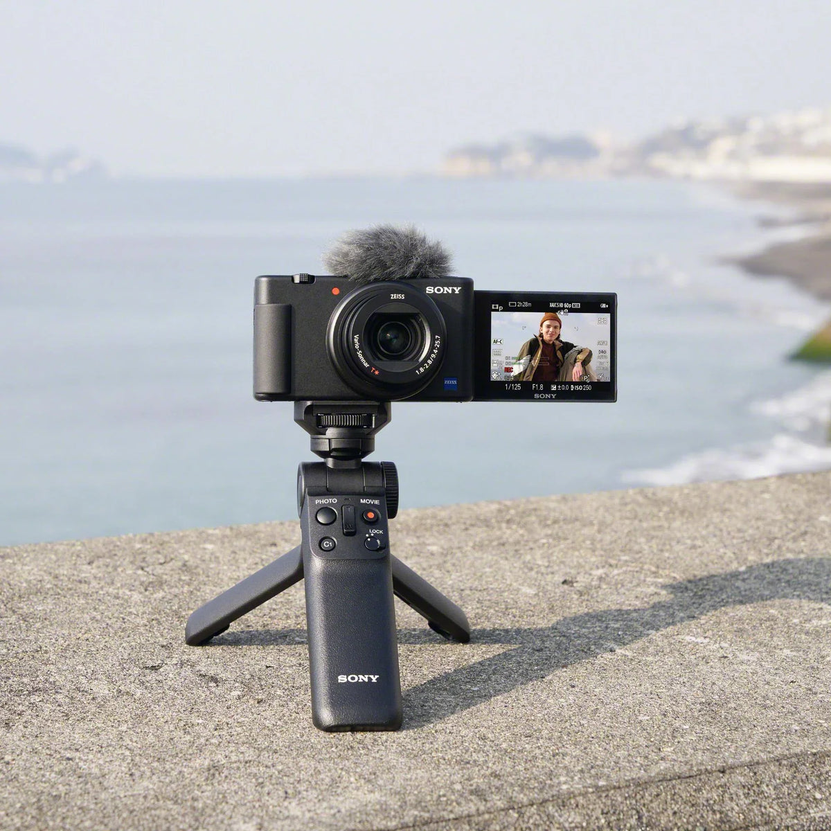 Alpha ZV-E1 Kit and Grip, 50mm Camera Mic (Black) with Mirrorless Lens,