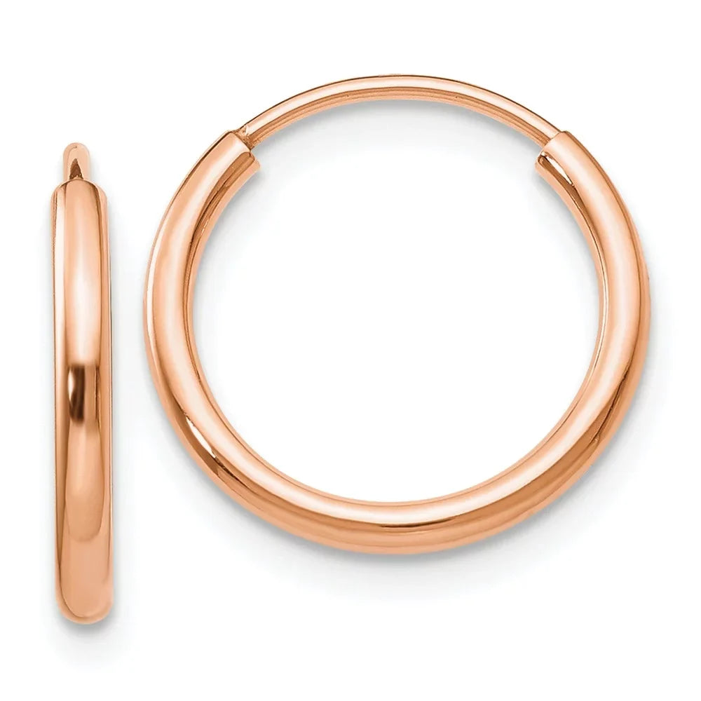 Real Adults Endless for Polished Earrings; and Women Tube for and Teens; Gold Hoop Men 14kt Rose