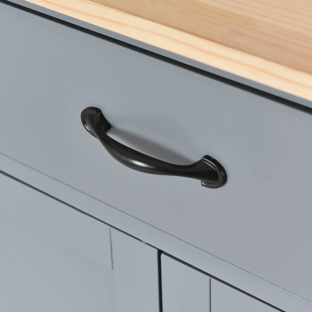 Locking - Wood with and Grey Wheels Top Kitchen Solid Blue Cart Island Granite