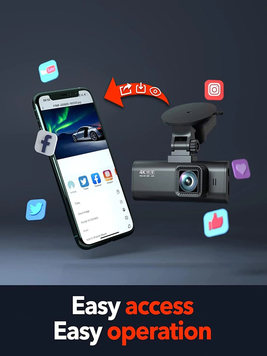 Type-C Kit Front Cam 4K Wi-Fi, with Camera, Hardwire Dash and GPS