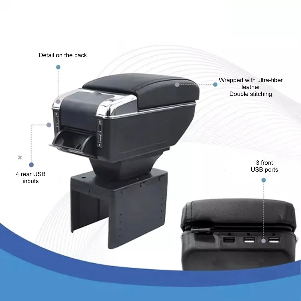 USB Car Box Car accessories: Rest Universal 7 Leather Universal armrest USB Cup Cushion 7 Rest Universal Armrest Cushion 7 box,Box Cushion Leather Nebublu Rest