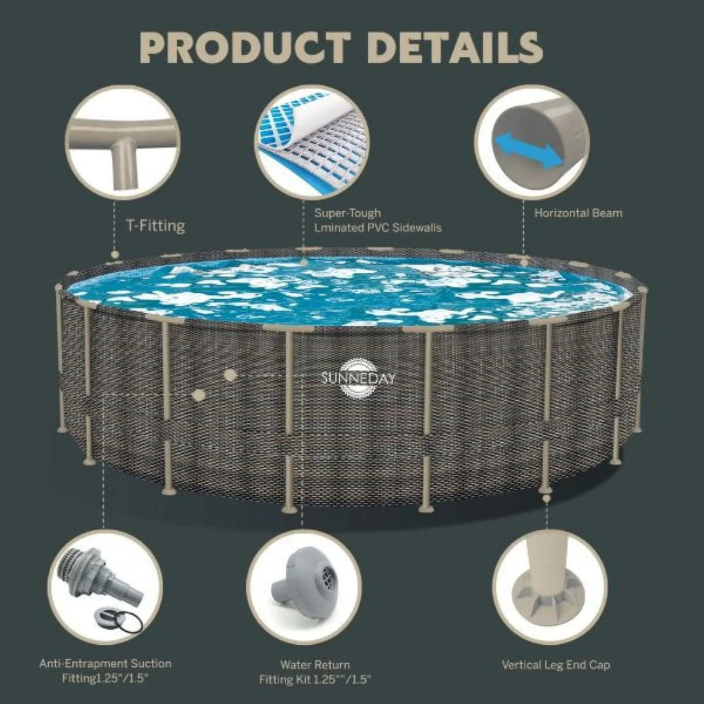 24 Pool ft. Soft-Sided Sunneday Rattan Oasis x in. Round 52