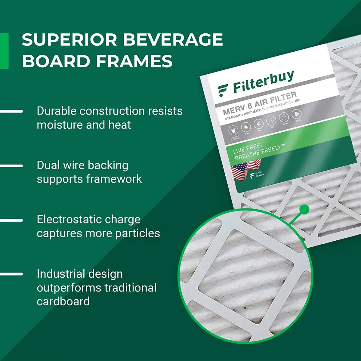 Pleated HVAC AC Filterbuy Furnace 8 MERV Air (12-Pack) 16x36x2 Filters